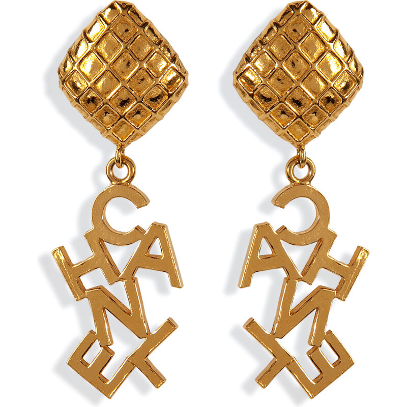 Chanel Vintage Jewelry Gold-Plated Word Drop Earrings