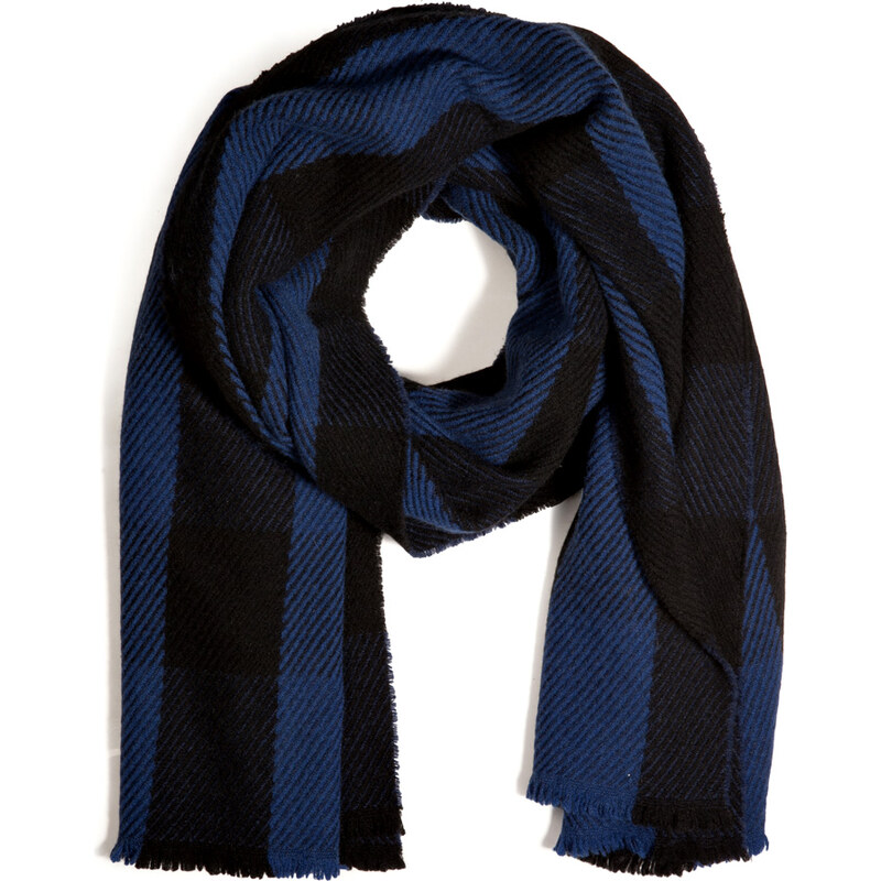 Jil Sander Cashmere-Wool Scarf in Blue Check
