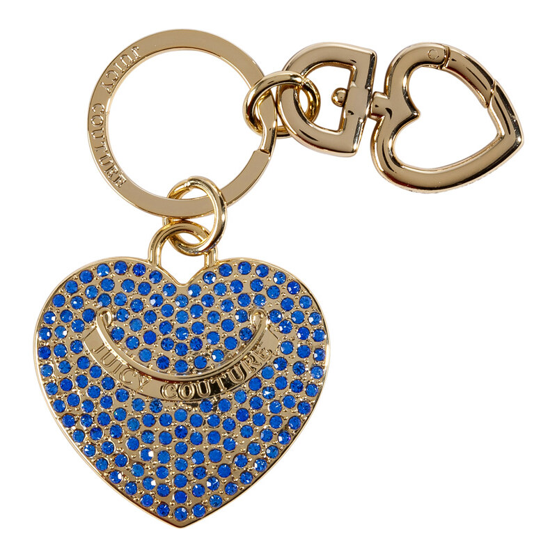 Juicy Couture Bright Lapis Pave Heart Key Fob in Gift Box