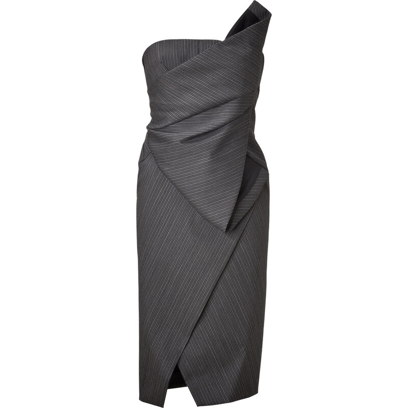 Donna Karan Anthracite Structured Origami Bustier Dress