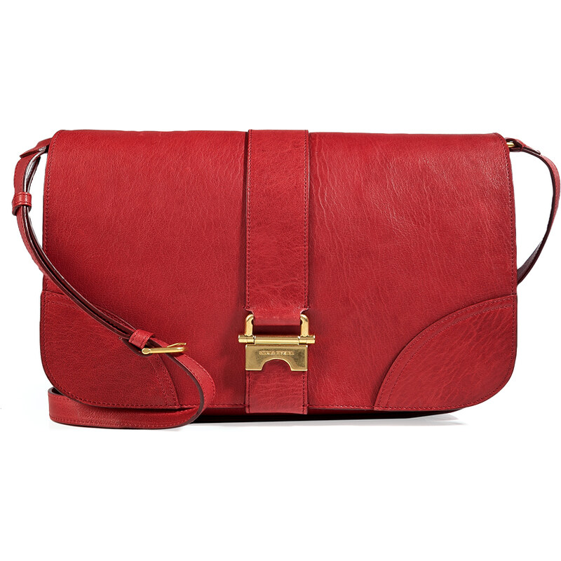 Sonia Rykiel Leather Messenger Bag in Carmine