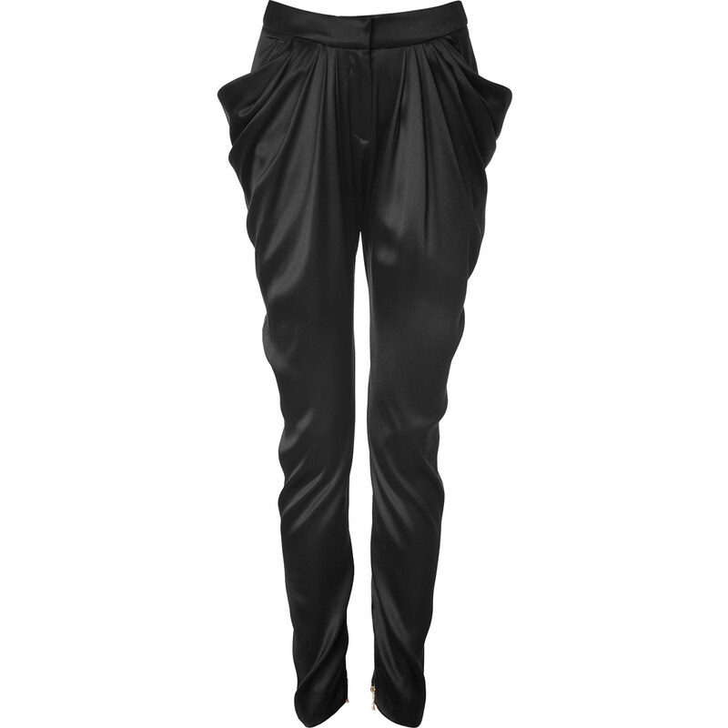 Balmain Silk Draped Side Pants in Black