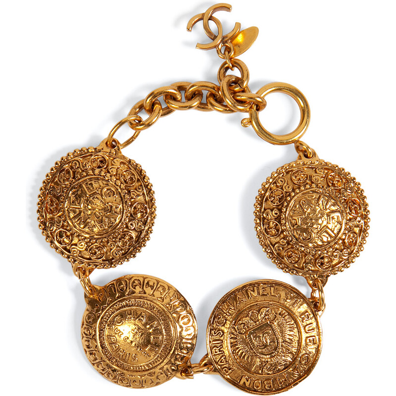 Chanel Vintage Jewelry Gold-Plated Cambon Coin Bracelet