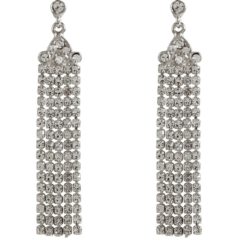 R.J.Graziano Silver-Toned Crystal Drop Earrings