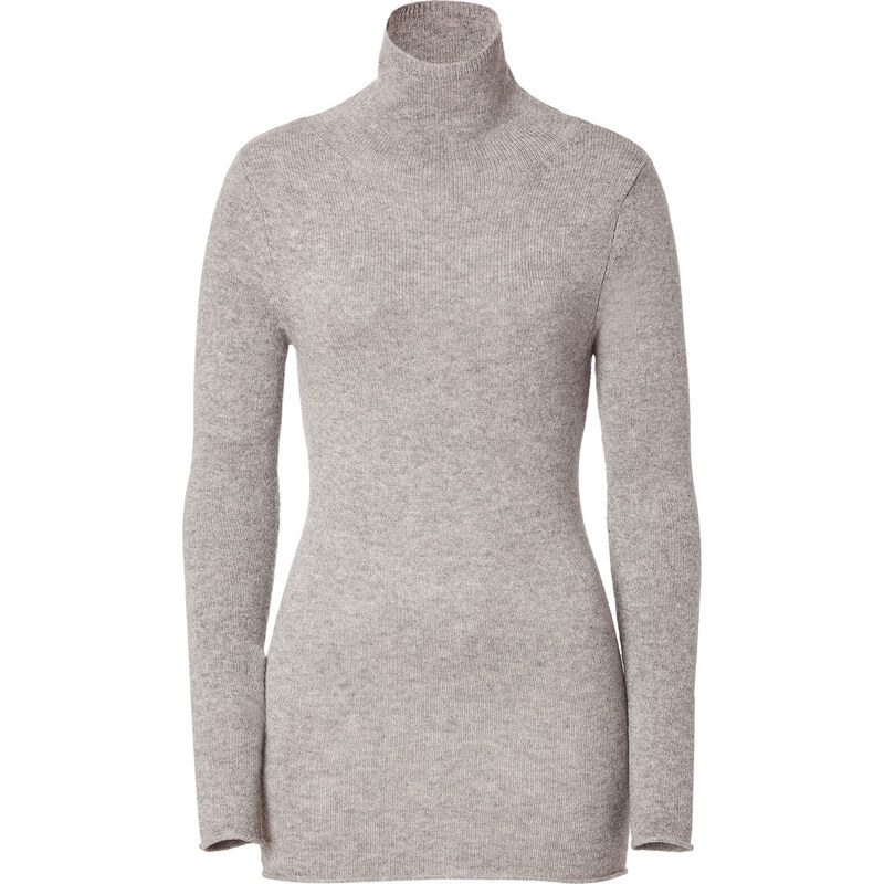Dear Cashmere Cashmere Turtleneck Sweater in Grey Melange