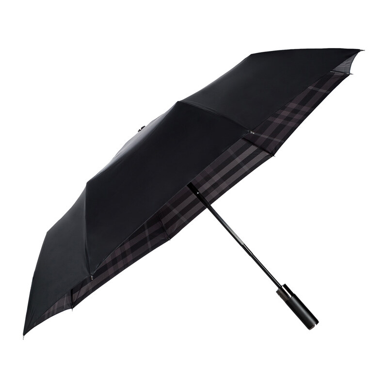 Burberry Shoes & Accessories Dark Charcoal Check Automatic Folding Umbrella