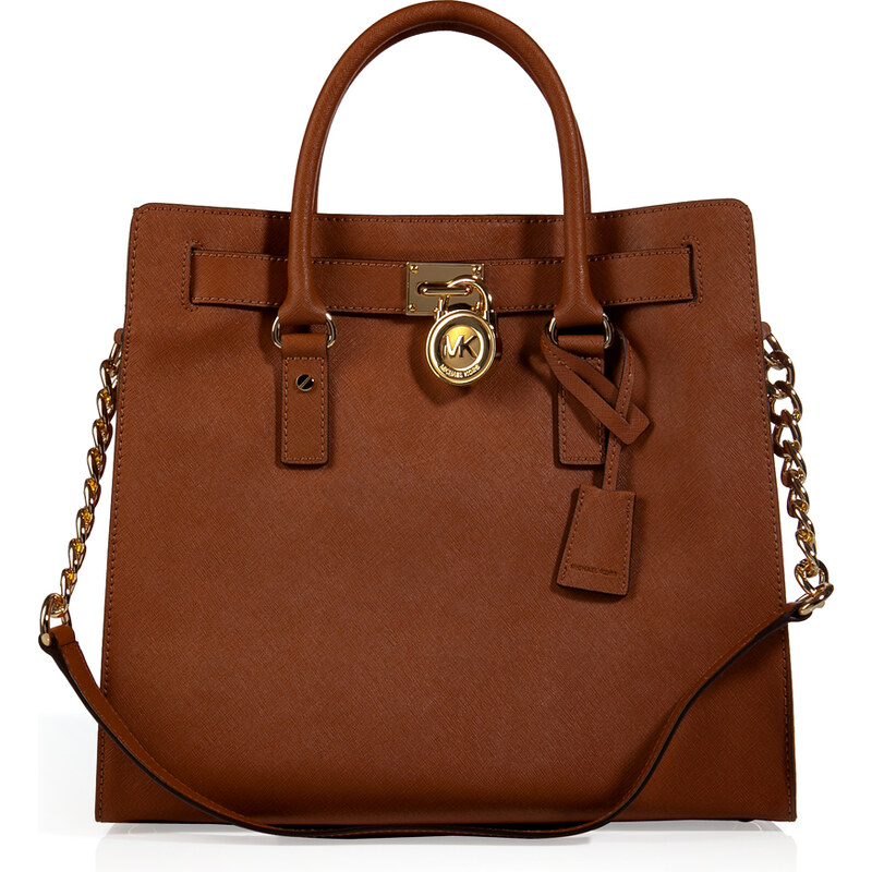Michael Michael Kors Leather Hamilton Tote in Luggage
