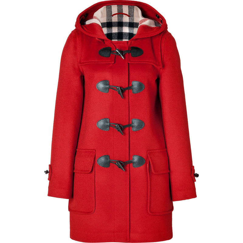 Burberry Brit Wool Minstead Duffle Coat in Military Red