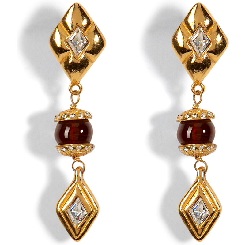 Chanel Vintage Jewelry Gold-Plated Jewel and Gripoix Earrings