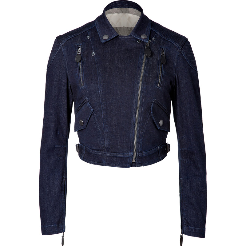 Burberry Brit Stretch Cotton Denim Kellow Jacket in Dark Indigo
