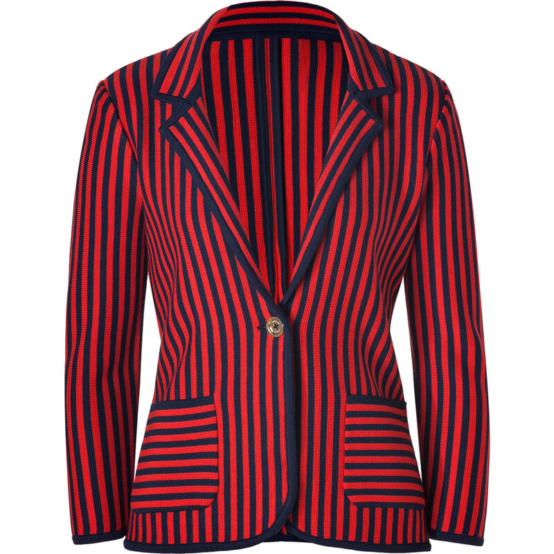 Juicy Couture Siren/Royal Navy Wool Nautical Knit Striped Blazer
