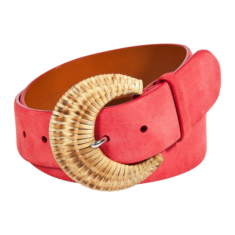 Ralph Lauren Black Label Coral Suede Leather Belt with Braided Buckle