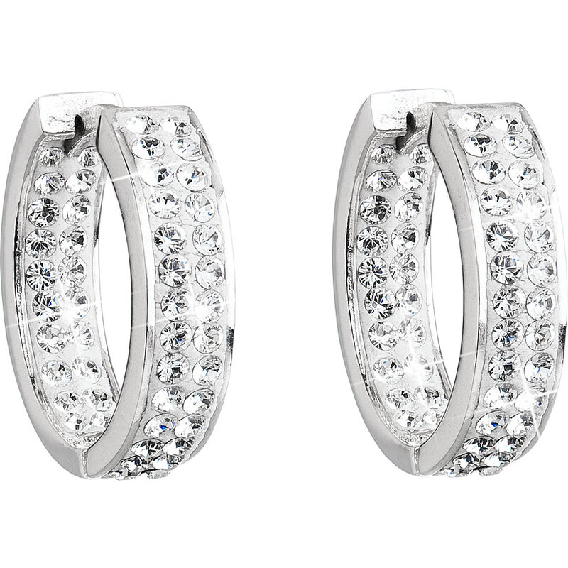Stříbrné náušnice kruhy s krystaly Swarovski bílý kruh 31120.1 22172589