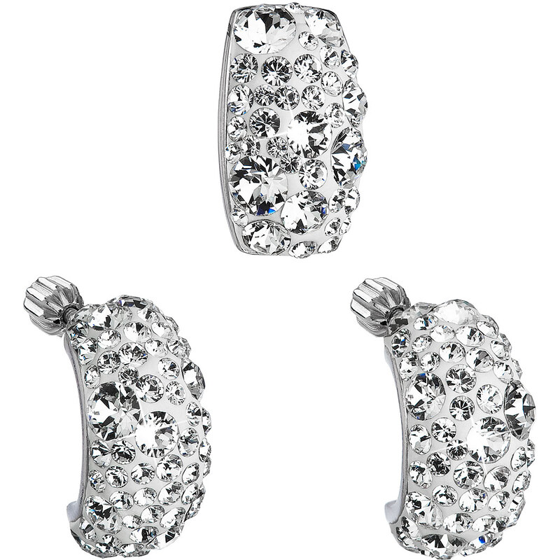 Sada šperků s krystaly Swarovski náušnice a přívěsek bílý obdélník 74170228