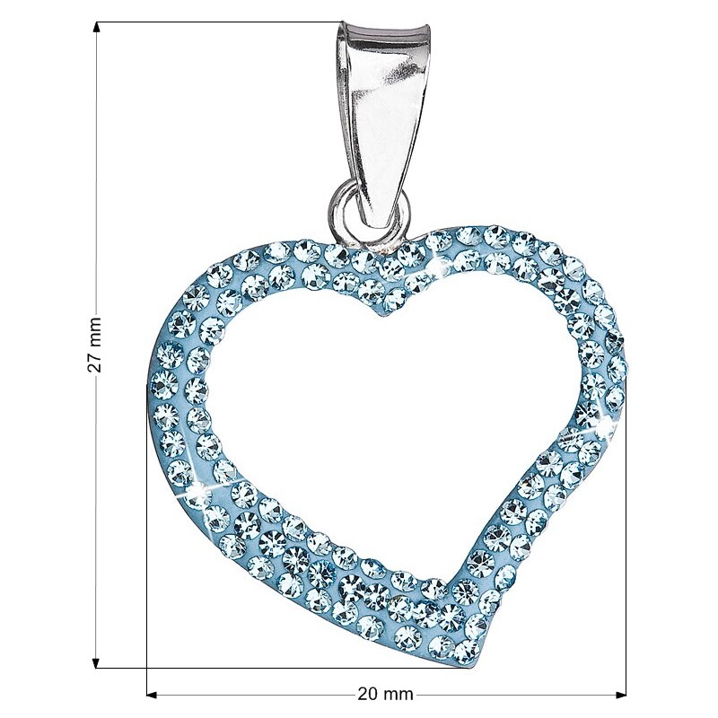 Evolution Group Stříbrný přívěsek s krystaly Swarovski modré srdce 34093.3 Aqua