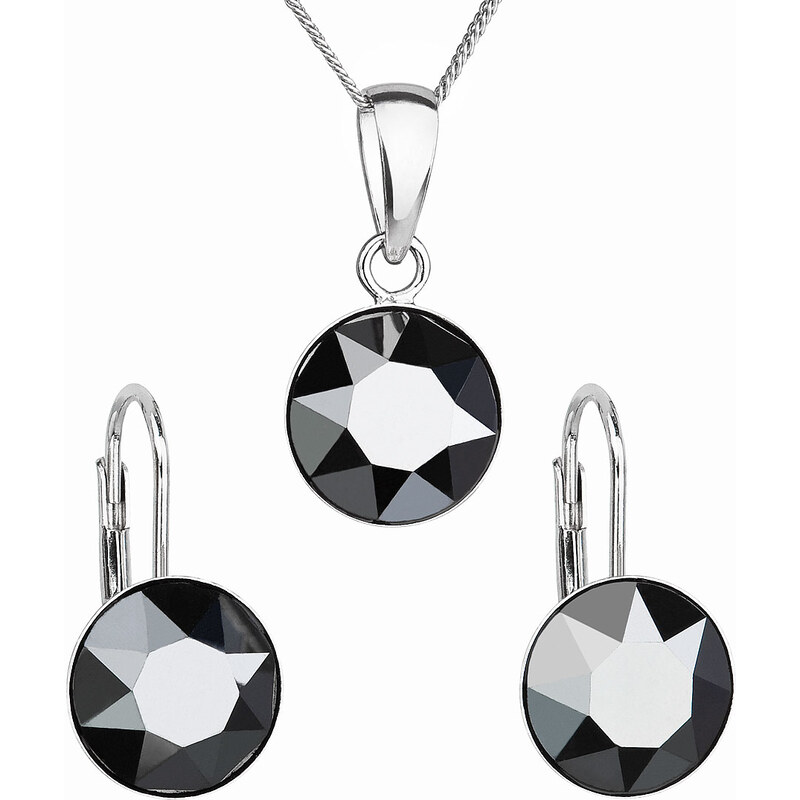Sada šperků s krystaly Swarovski náušnice, řetízek a přívěsek černé 74170312