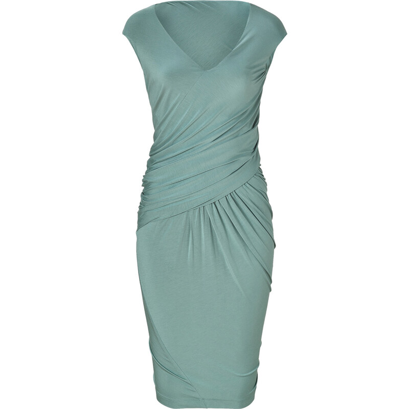 Donna Karan New York Blue Surf Draped Jersey Dress