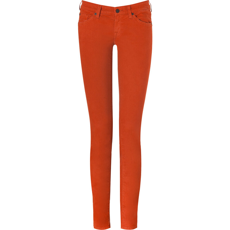 Seven for all Mankind The Olivya Light Drill Deep Orange Low Rise Skinny Jeans