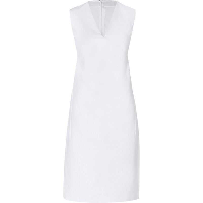 Jil Sander Modern Tailored Cotton Dress in White