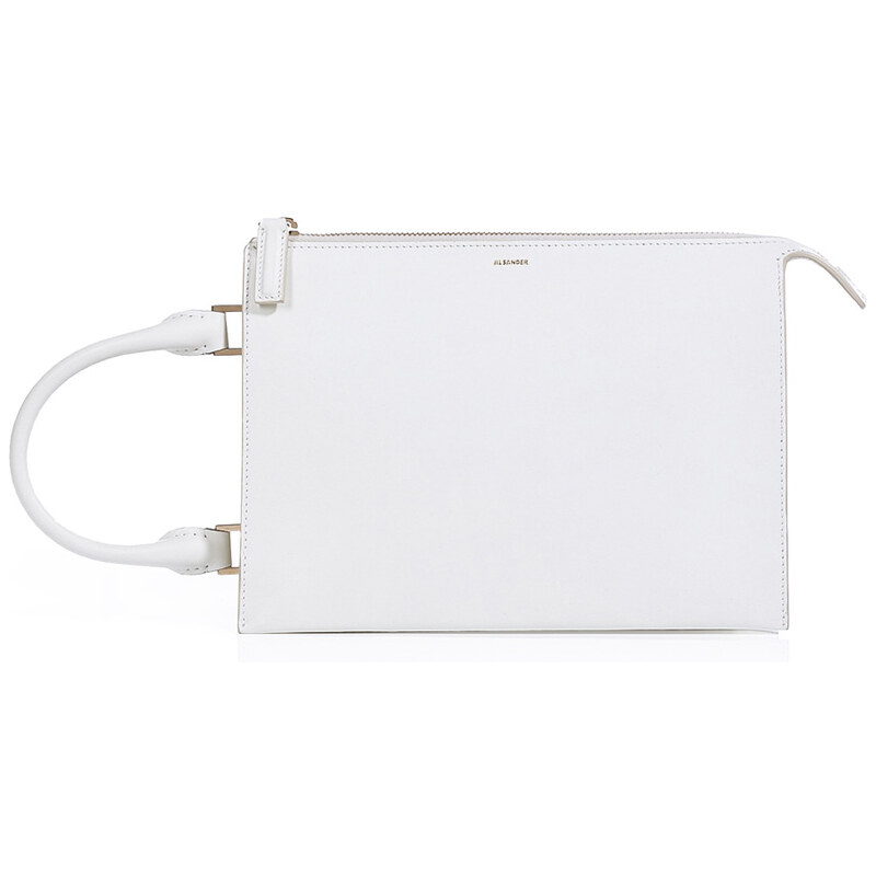 Jil Sander Convertible Leather Clutch in White