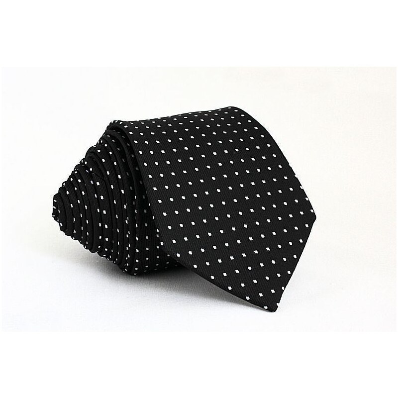 Šperky LAFIRA Style Pánská černá slim kravata s tečkami - 6 cm