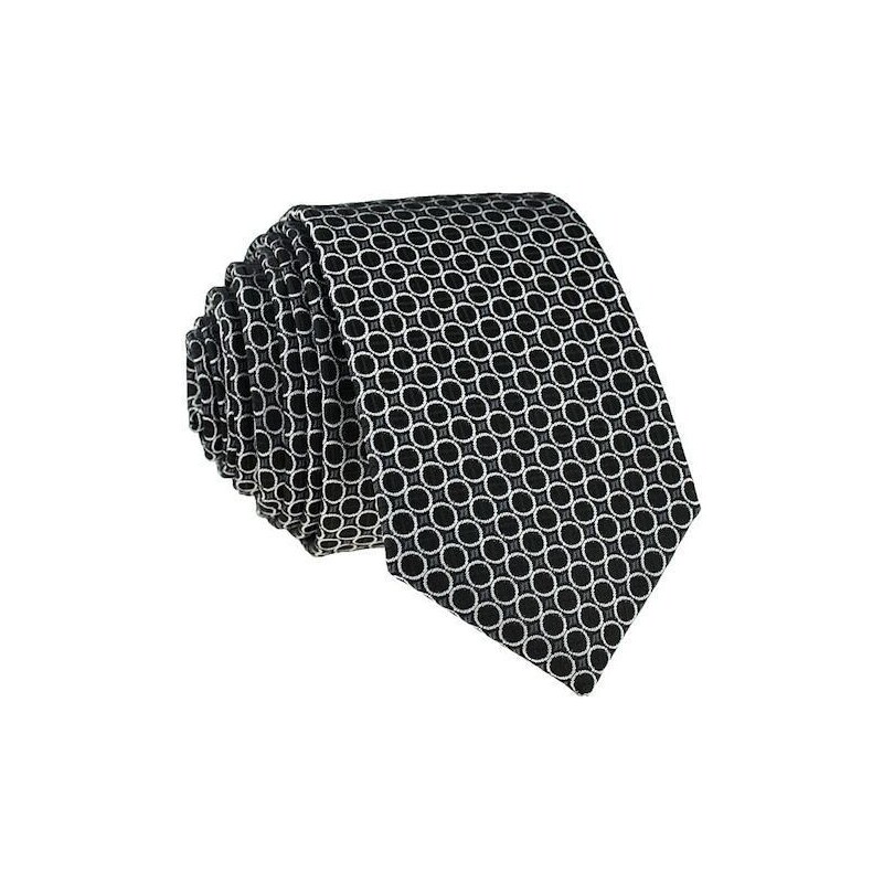 Šperky LAFIRA Style Pánská černá slim kravata s kolečky - 6 cm