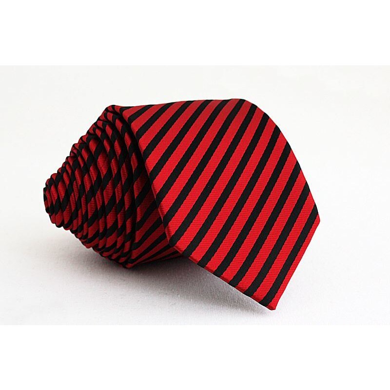 Šperky LAFIRA Style Pánská červená slim kravata s proužky - 6 cm