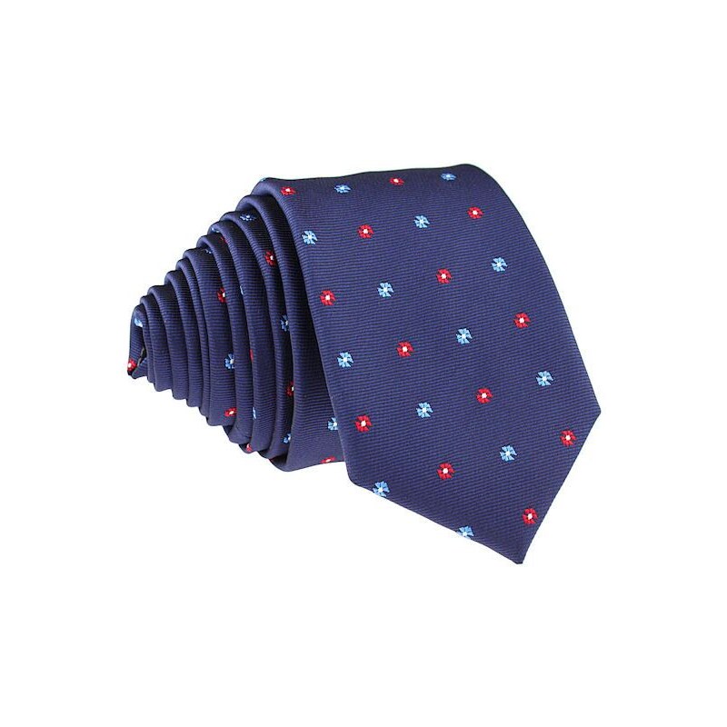 Šperky LAFIRA Style Pánská tmavě modrá slim kravata s kytičkami - 6 cm