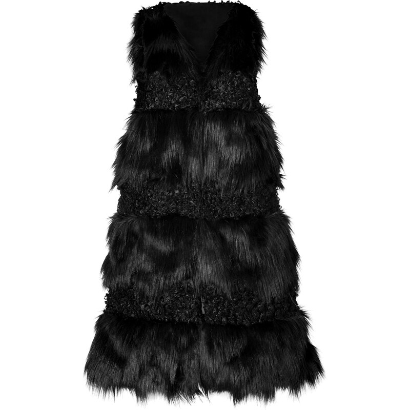 Anna Sui Faux Fur Combo Vest in Black