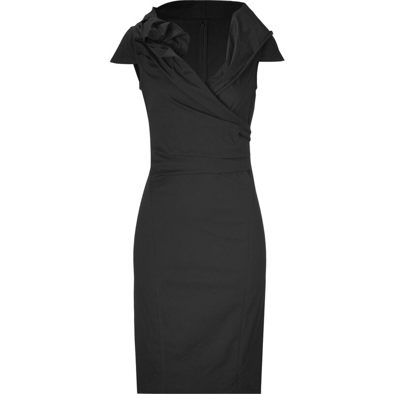 Donna Karan New York Black Draped Cotton-Blend Dress