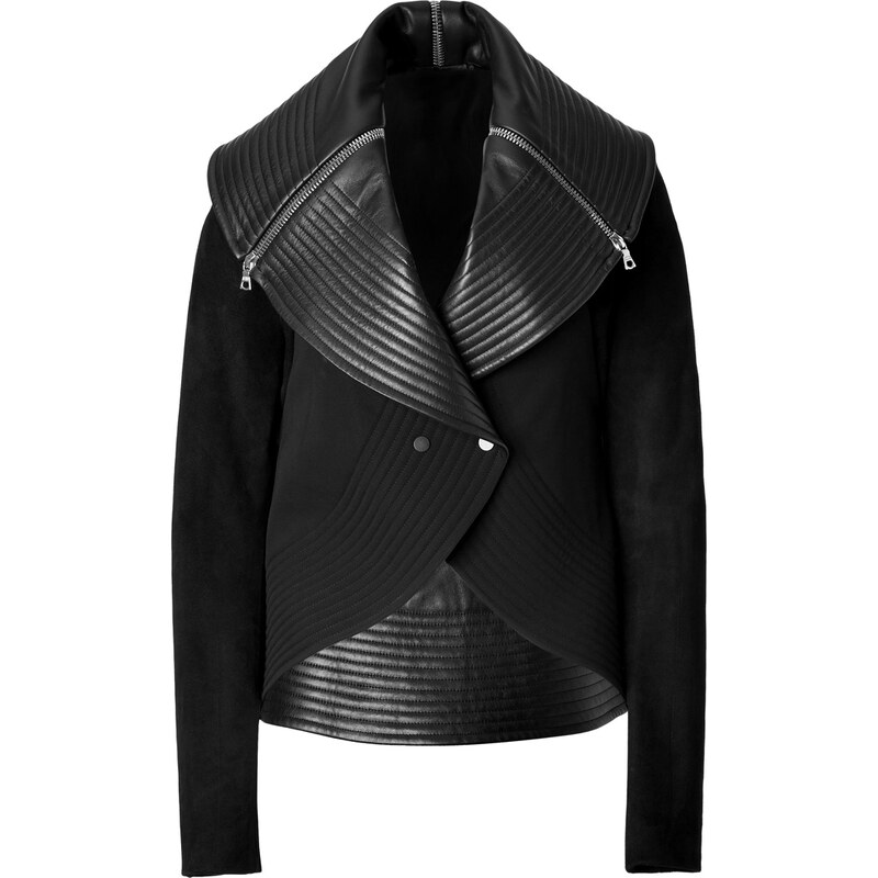 David Koma Jacket with Quilted Leather Trim in Black