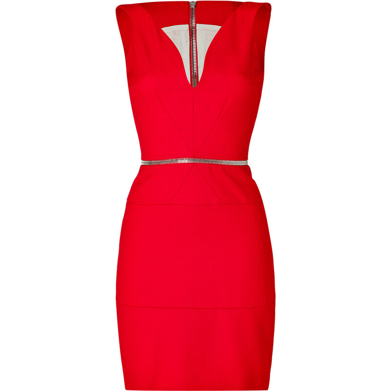 David Koma Curved Neck Dress in Red