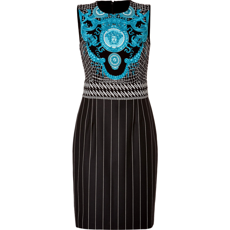 Versace Jersey Dress in Violet/Turqouise/Acid