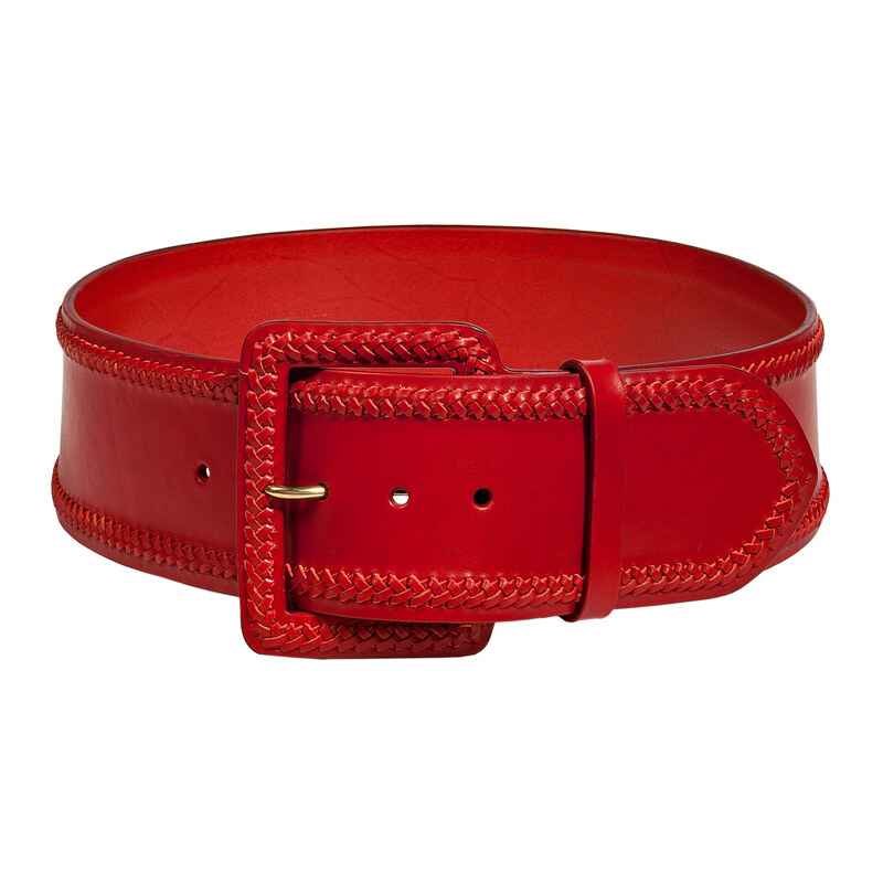 Ralph Lauren Collection Red Braided Trim Leather Belt
