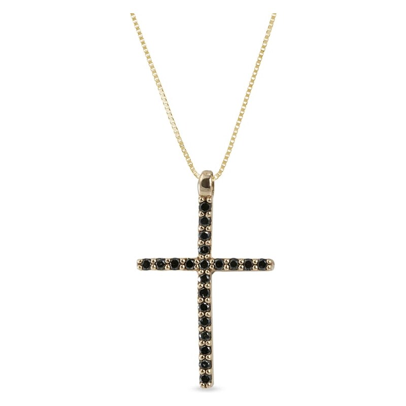 Zlatý náhrdelník s diamantovým křížkem KLENOTA kln2447y