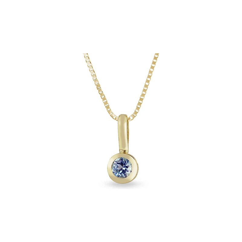 Zlatý náhrdelník s modrým topazem KLENOTA cl0020