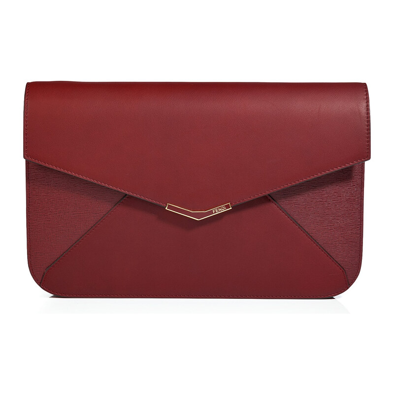 Fendi Leather 2Jours Pouch in Cherry Red