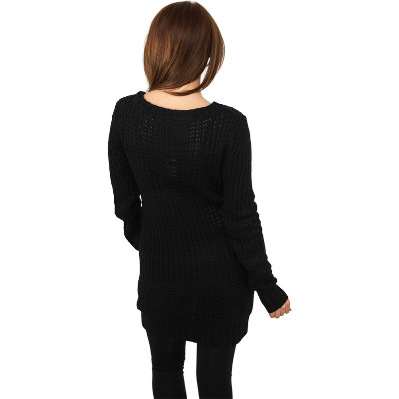 URBAN CLASSICS Ladies Long Wideneck Sweater - black