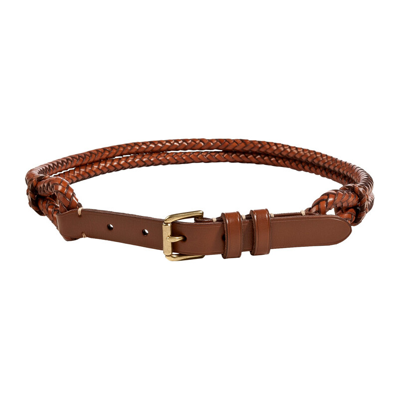 Ralph Lauren Blue Label Tan Leather Tubular Braid Belt