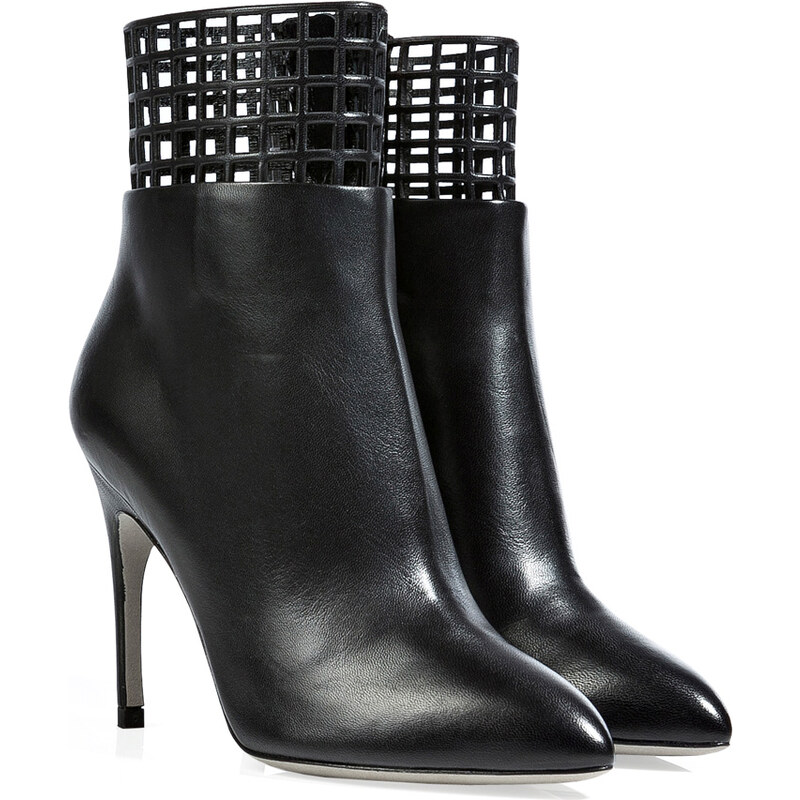 Sergio Rossi Leather Ankle Boots with Cutout Cuff