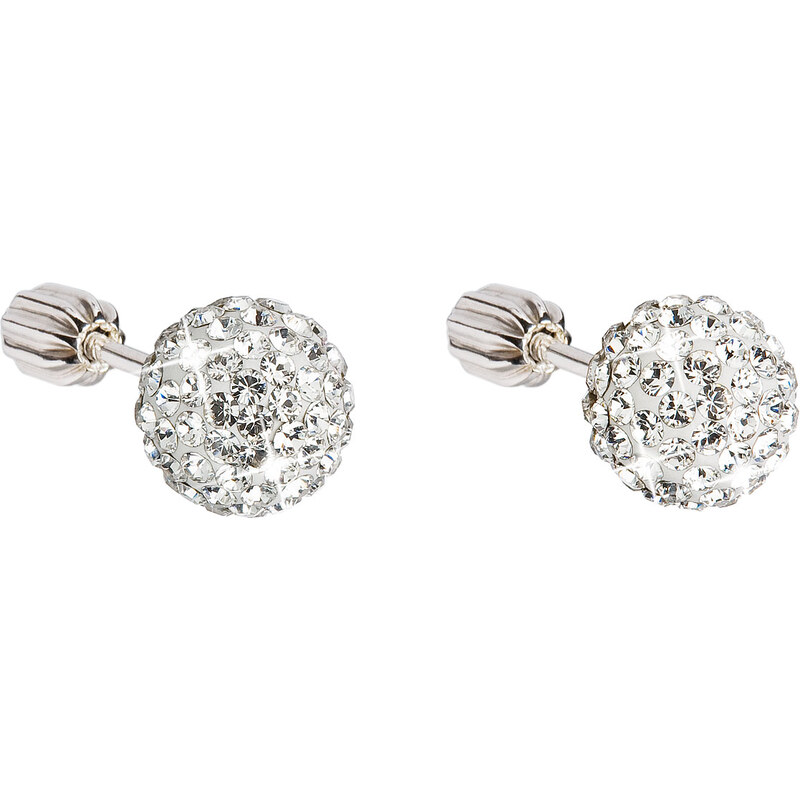 Stříbrné náušnice pecky s krystaly Swarovski bílé kulaté 31111.1 22200094