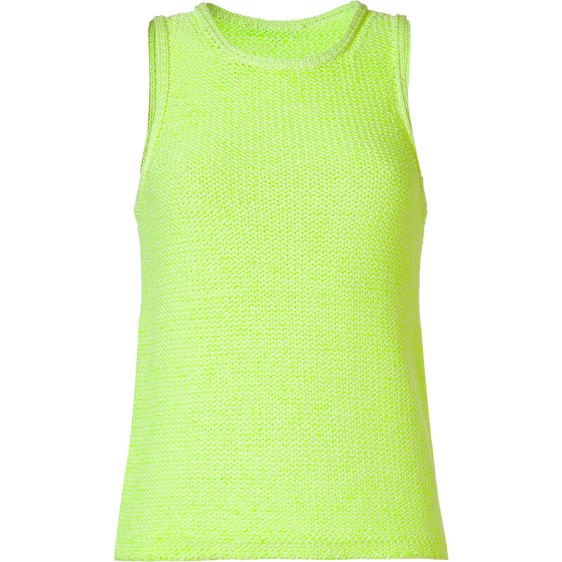 Tibi Neon Green/White Knit Top