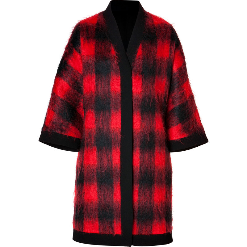 Fausto Puglisi Mohair-Wool Blend Check Coat