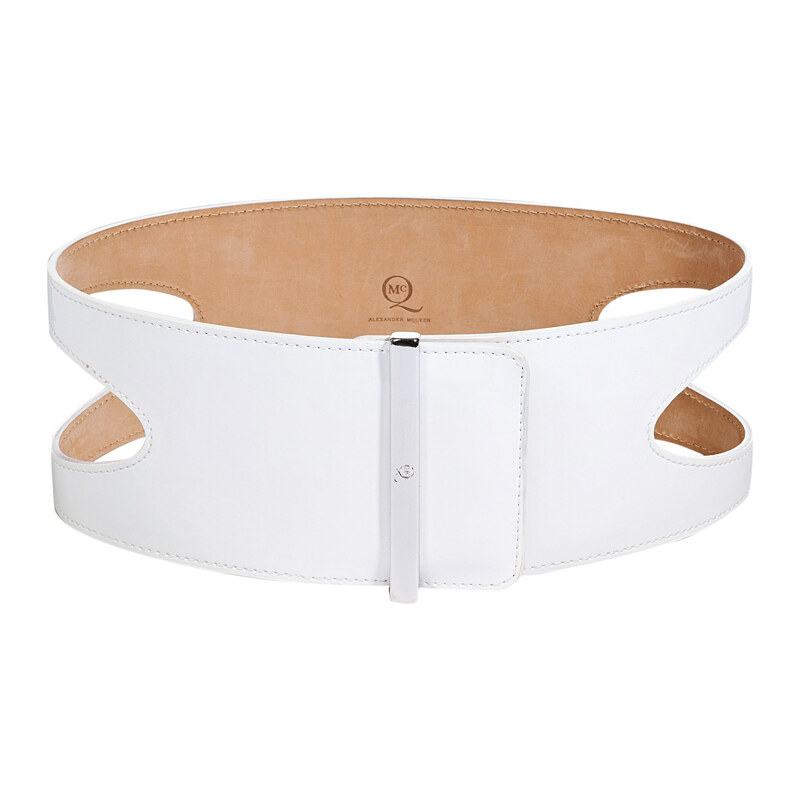 McQ Alexander McQueen White Cut-Out Leather Belt