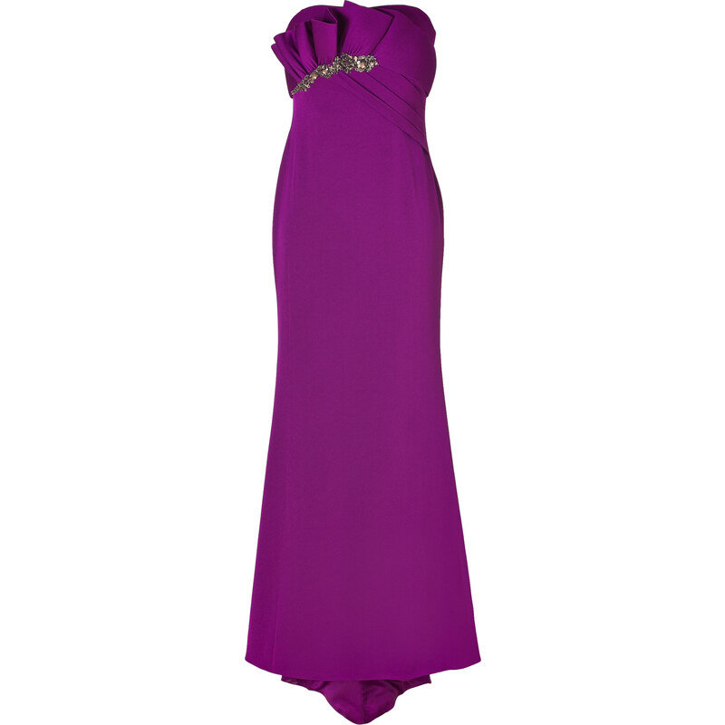 Notte by Marchesa Purple Crepe Strapless Gown