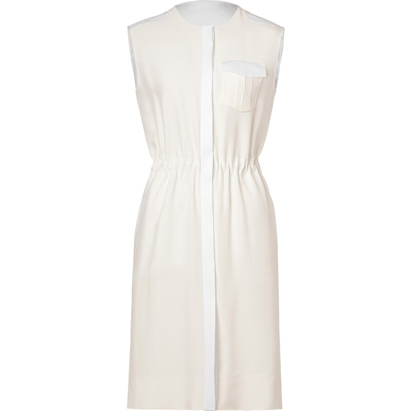 Fendi Ivory/White Sleeveless Silk-Blend Dress