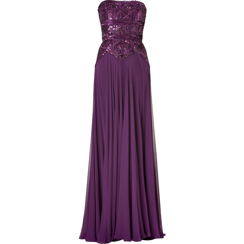 Elie Saab Pansy Purple Sequined Silk Gown