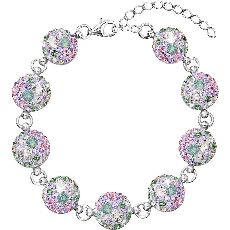 Stříbrný náramek se Swarovski krystaly mix barev 33048.3 sakura 74170377