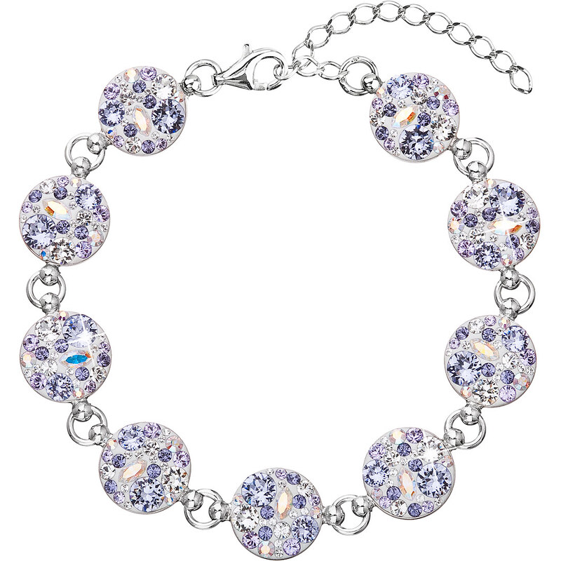 Stříbrný náramek se Swarovski krystaly fialový 33048.3