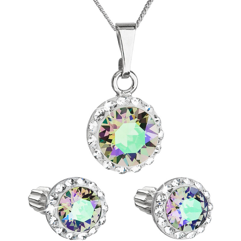 Sada šperků s krystaly Swarovski náušnice,řetízek a přívěsek zelené 74171364